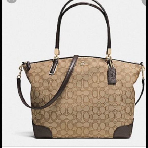 New! COACH brown signature Kelsey satchel - Picture 1 of 12